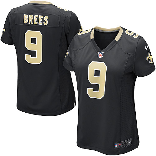 Women's Game Drew Brees Nike Jersey Black Home - #9 NFL New Orleans Saints